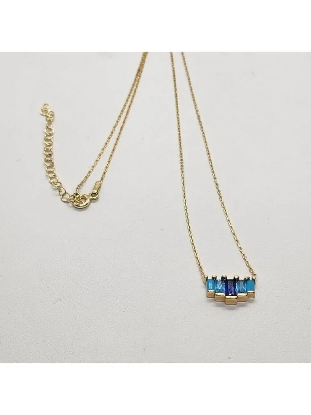 Brand New Sterling Silver 925 Multi Rectangle Gemstone Necklace